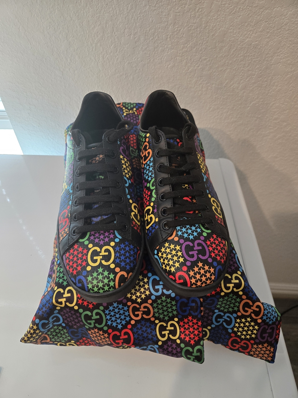 Gucci Psychedelic Ace GG Logo Low-Top Sneakers - Black Trim